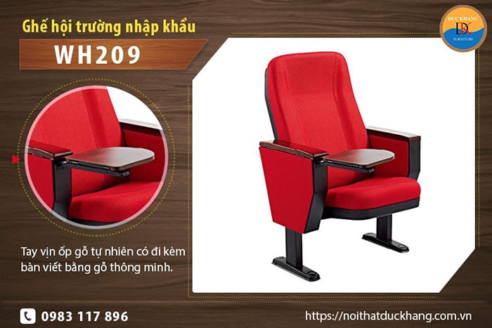 Ghế hội trường nhập khẩu có bàn viết WH209