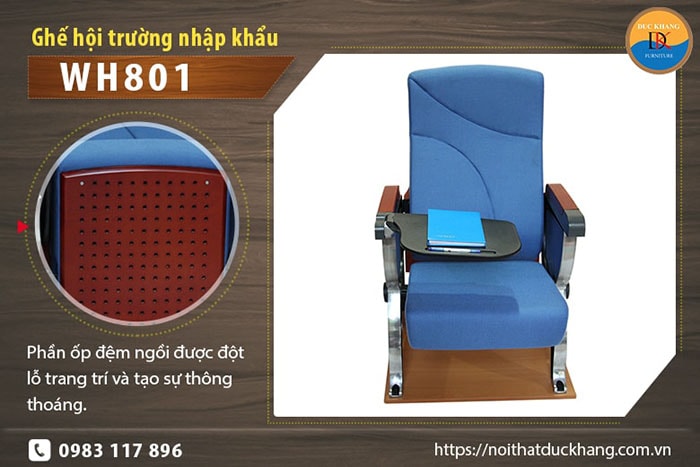 Ghế hội trường nhập khẩu có bàn viết WH801