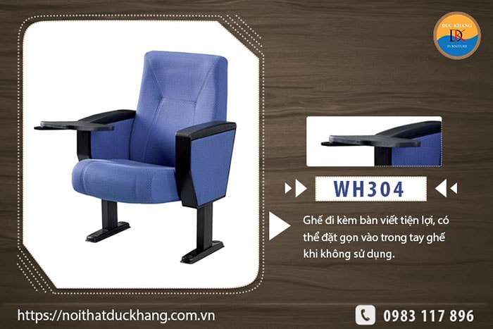 Ghế hội trường nhập khẩu có bàn viết WH304