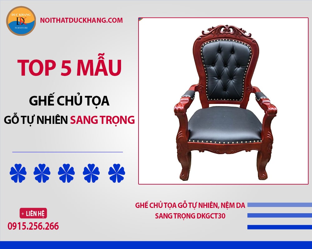 Ghế chủ tọa gỗ tự nhiên, nệm da sang trọng DKGCT30 Ghế chủ tọa gỗ tự nhiên, nệm da sang trọng DKGCT30