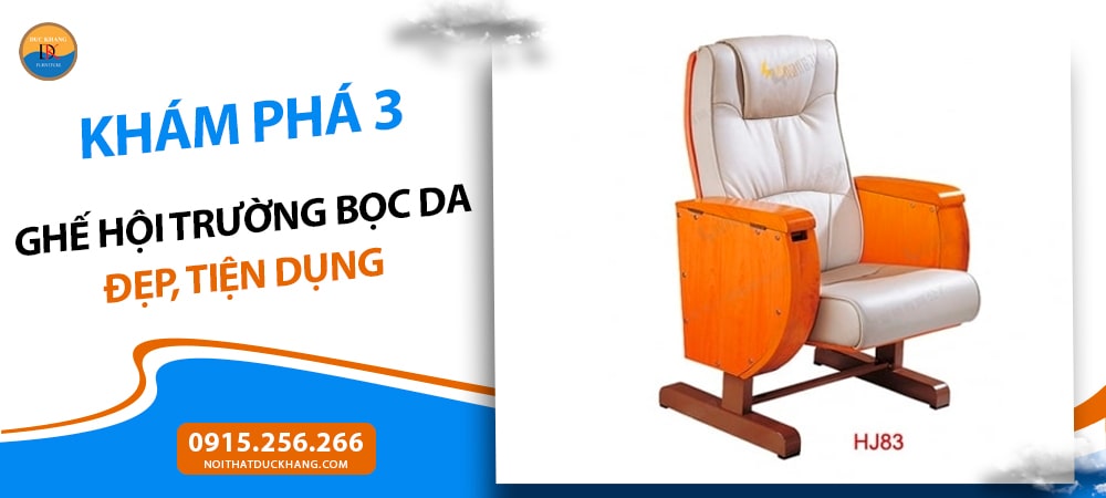 Ghế hội trường bọc da, vách gỗ HJ83