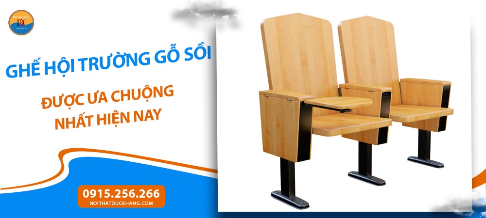 Mẫu ghế hội trường gỗ sồi có bàn viết tiện lợi Mẫu ghế hội trường gỗ sồi có bàn viết tiện lợi