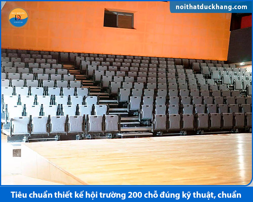 Tiêu chuẩn thiết kế hội trường 200 chỗ đúng kỹ thuật, chuẩn 2026