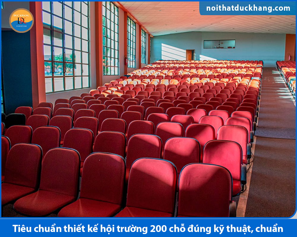 Tiêu chuẩn thiết kế hội trường 200 chỗ đúng kỹ thuật, chuẩn 2026